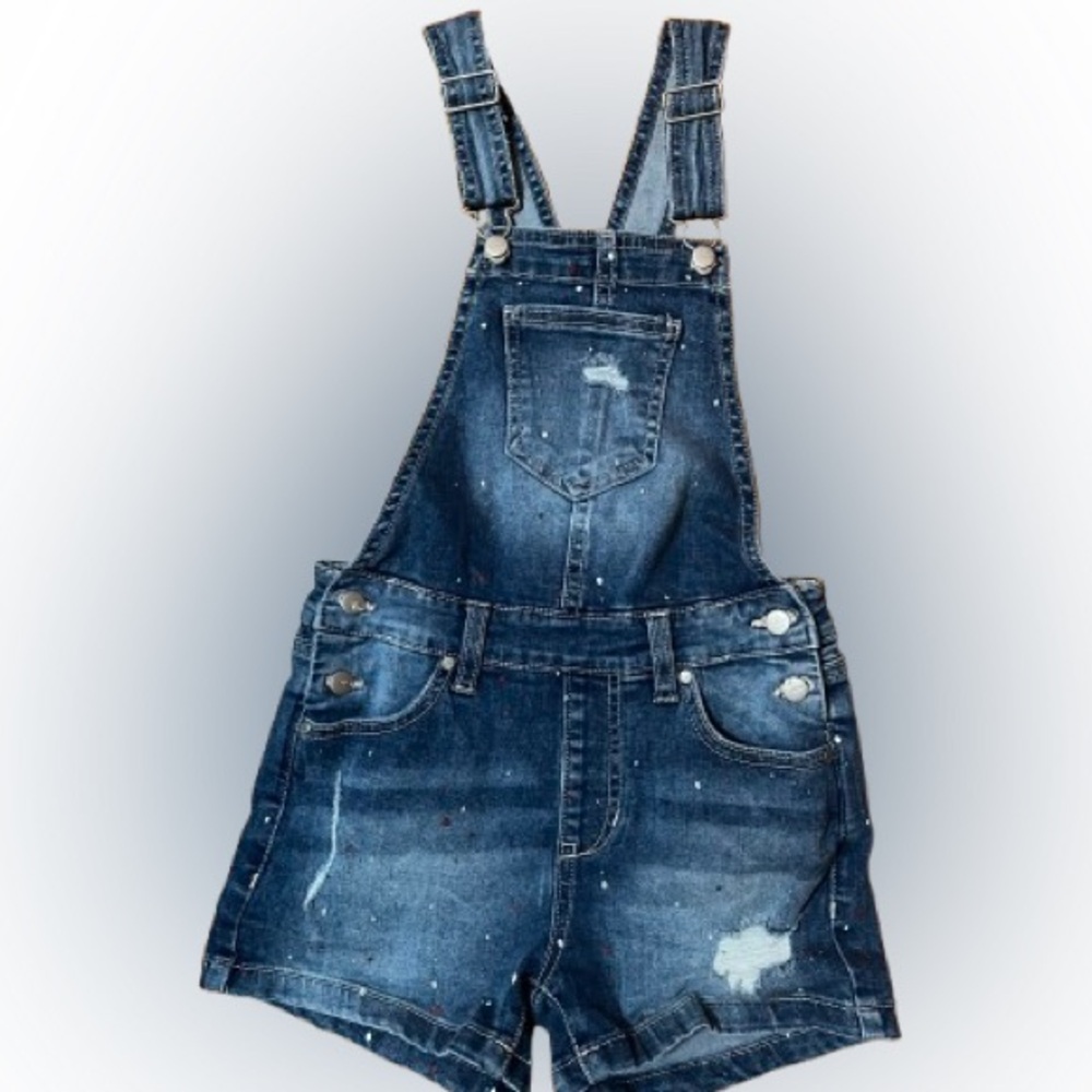 Joe’s Denim Emilia Triple 5 Blue Kids Distressed Denim Overalls Size 10